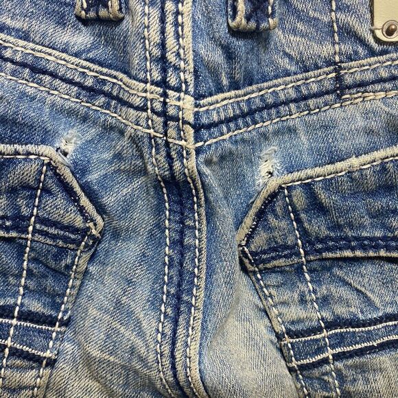 Distressed Rock Revival Helmet Size 31 Straight Embroidered Light Wash Jeans - Picture 7 of 12